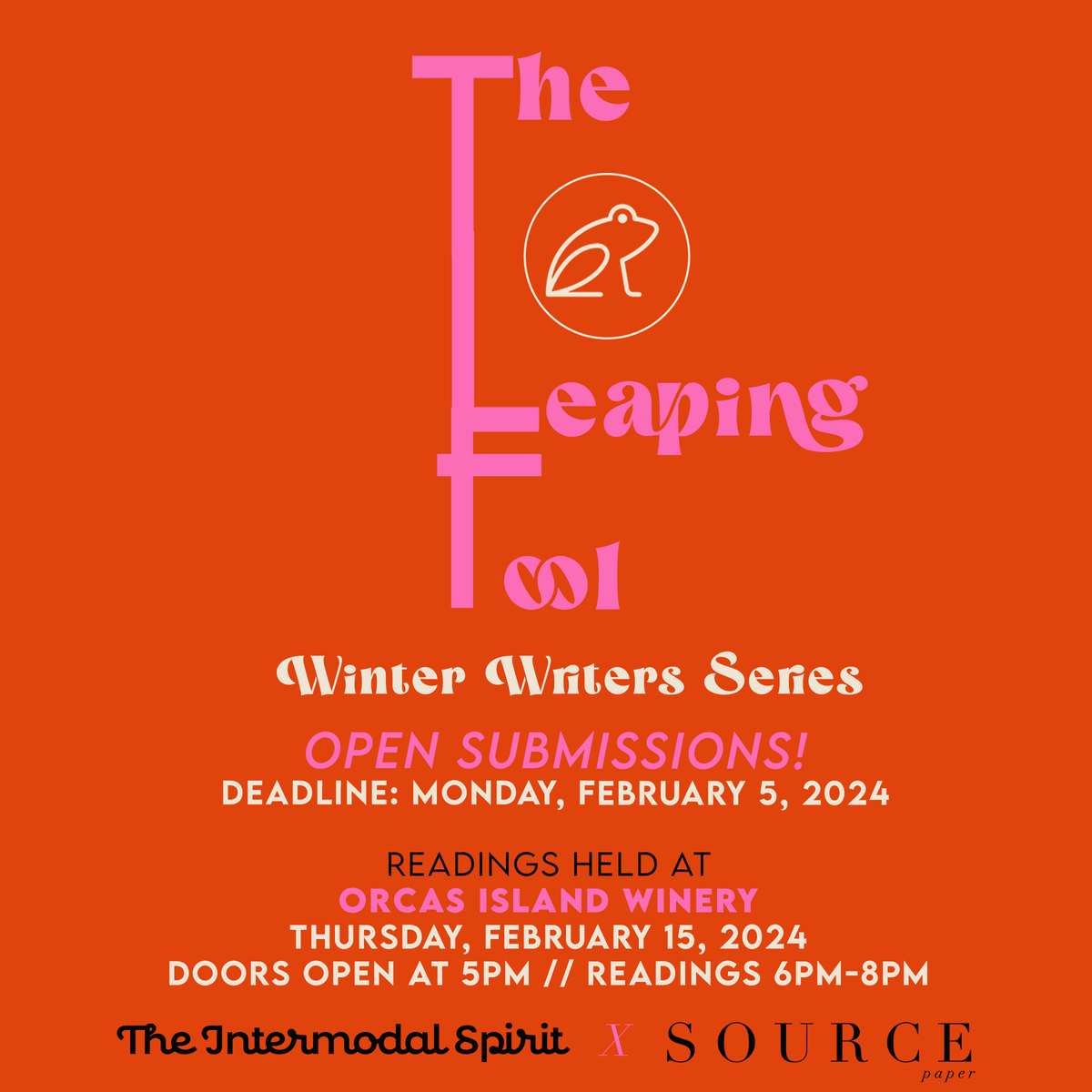 Submissions are open for the final Leaping Fool Winter Writers Series event of the season